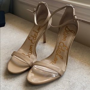 Nude Patent Sam Edelman Patti Ankle Strap Sandal